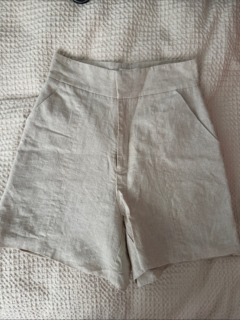 High-Rise Linen Blend Women’s Shorts in Natural